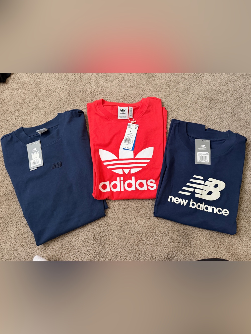T-shirt BUNDLE. New Balance Navy (x2) ADIDAS- bright red. NEW WITH TAGS